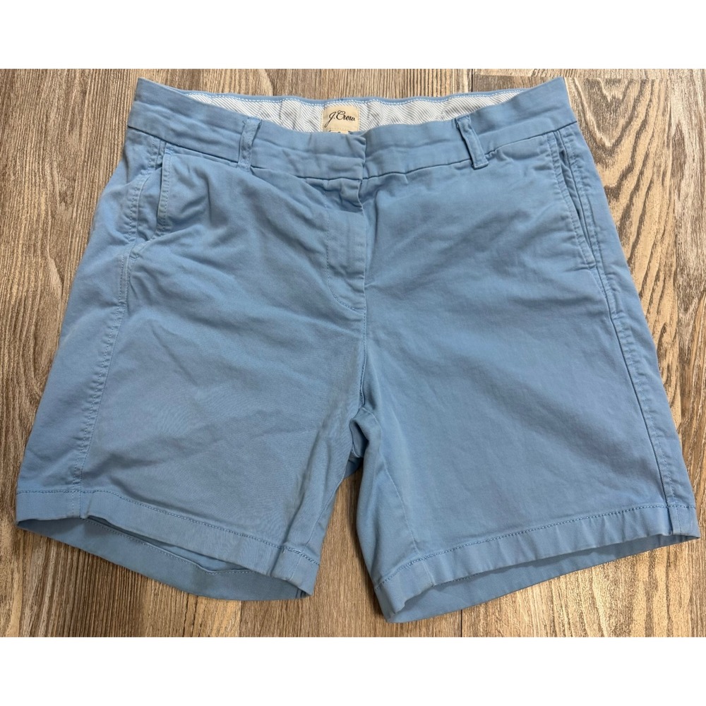 J.Crew Womens Blue Chino Shorts Size 8 Stretch Cotton Mid Rise Preppy Summer